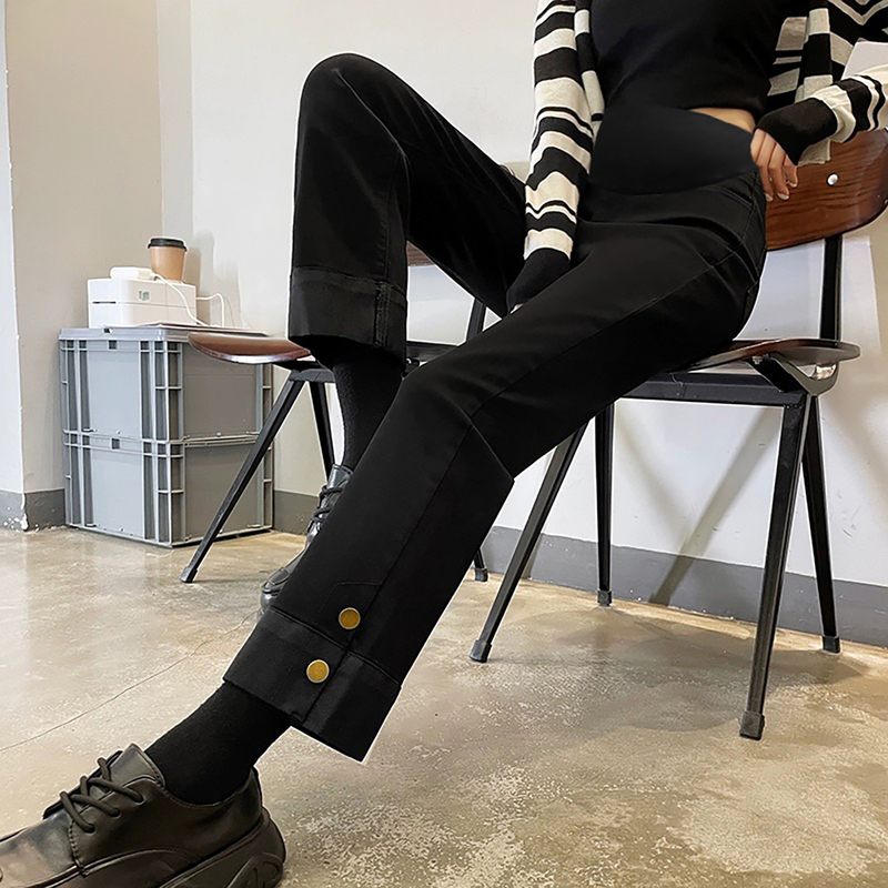 法国Uamtor孕妇裤子秋冬外穿2025新款不勒肚子牛仔裤子托腹直筒裤