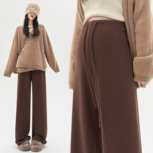 英国DHWA孕妇裤子秋冬季外穿孕期小个子加绒加厚阔腿长裤女秋冬装