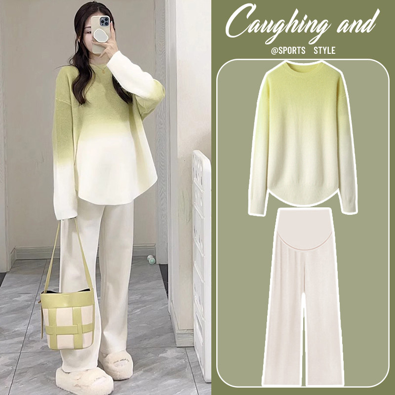 米兰风mdcw孕妇毛衣秋冬加厚中长款小个子宽松上衣女2025新款套装