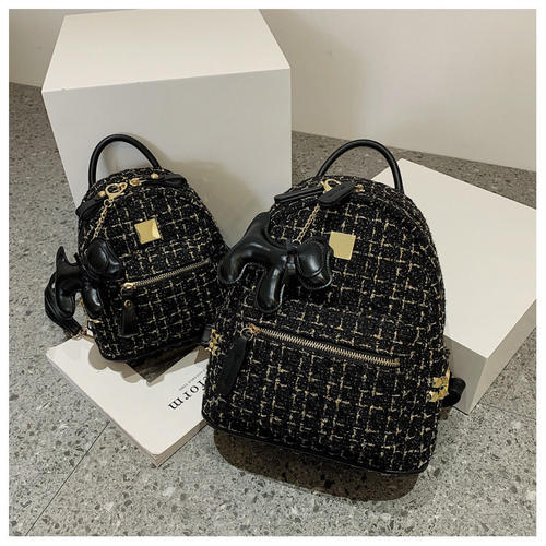 法国MK&ins高颜值双肩包潮牌女生韩版百搭格子高质感迷你宝藏背包