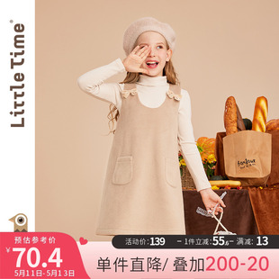 littletime女童毛呢背心裙2023春秋装 秋冬儿童连衣裙 复古韩版 新款