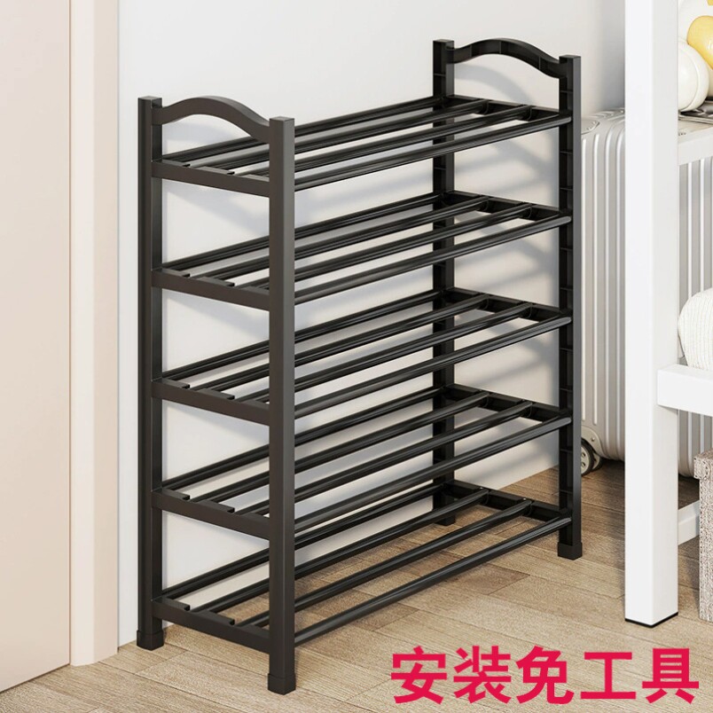 租房鞋架子室内塑料寝室特价收纳架简易防尘黑色创意门外置物架