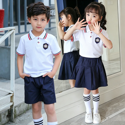 夏季儿童装小学生白色校服集体照
