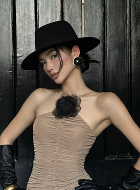 秋冬新款澳洲小众法式复古高级爵士顶黑色羊毛礼帽女英伦百搭毡帽