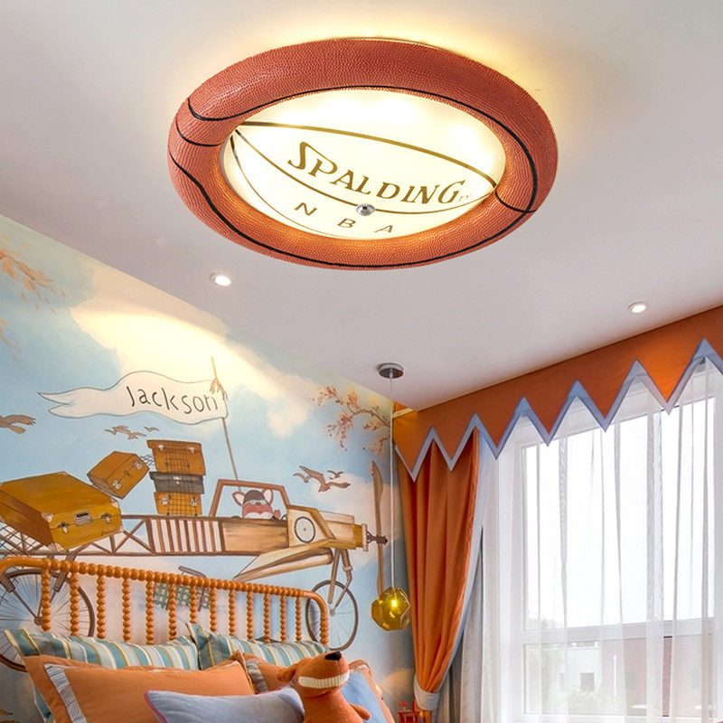 儿童房篮球吸顶灯创意个性男孩主题灯卡通灯卧室幼儿园树脂灯具_虎窝淘