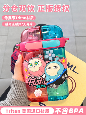 鸡蛋男孩派对儿童水杯夏季大容量Tritan学生双饮用水瓶便携式可爱