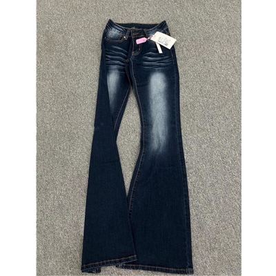 高个子加长版美式加绒微喇牛仔裤女辣妹低腰显瘦百搭弹力喇叭裤子