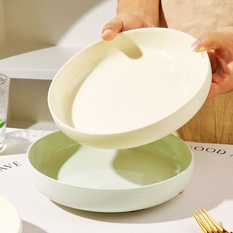 怀瑾奶油风陶瓷盘子菜盘家用菜碟子餐盘高级感轻奢餐具碗碟套装