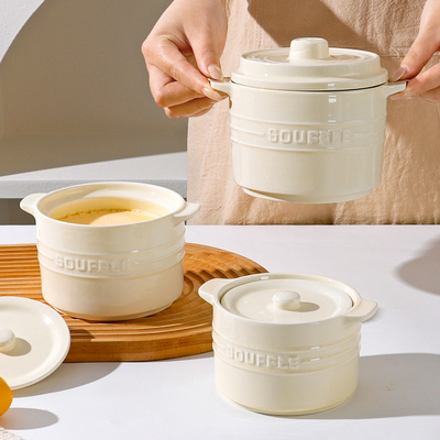 怀瑾陶瓷炖盅瓦罐蒸蛋碗家用新款炖汤盅隔水双耳燕窝蒸蛋羹专用