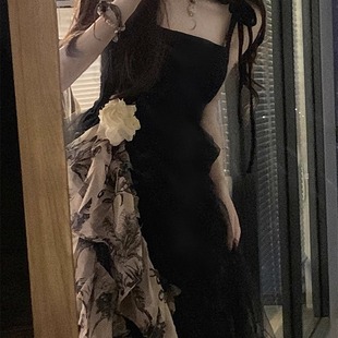 法式 辣妹高级感收腰显瘦长裙 茶歇甜美轻熟风吊带连衣裙女夏季 新款