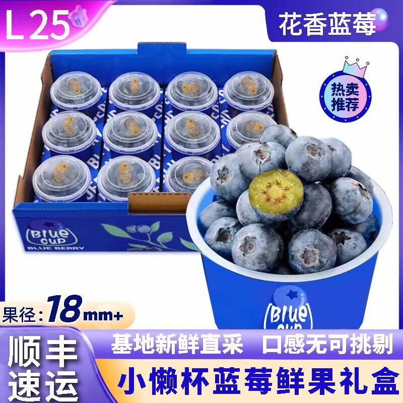 云南蓝莓可携式杯装新鲜蓝莓宝宝副食品小懒杯8杯礼盒装顺丰包邮