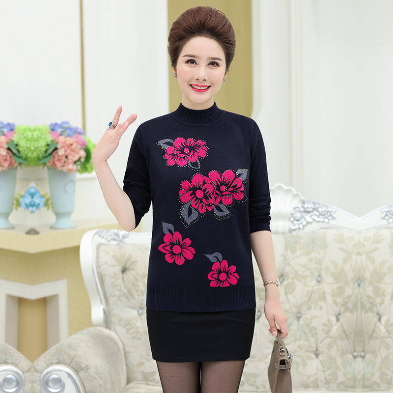 2019新款中老年妈妈装毛衣加肥加厚打底衫套头宽松针织衫女母亲装|msdalam kategori Kanak-kanak/Bayi/Keluarga dipasang, sweater/baju sejuk - dari Buy2taobao.com untuk memberikan perkhidmatan ejen Taobao profesional membeli