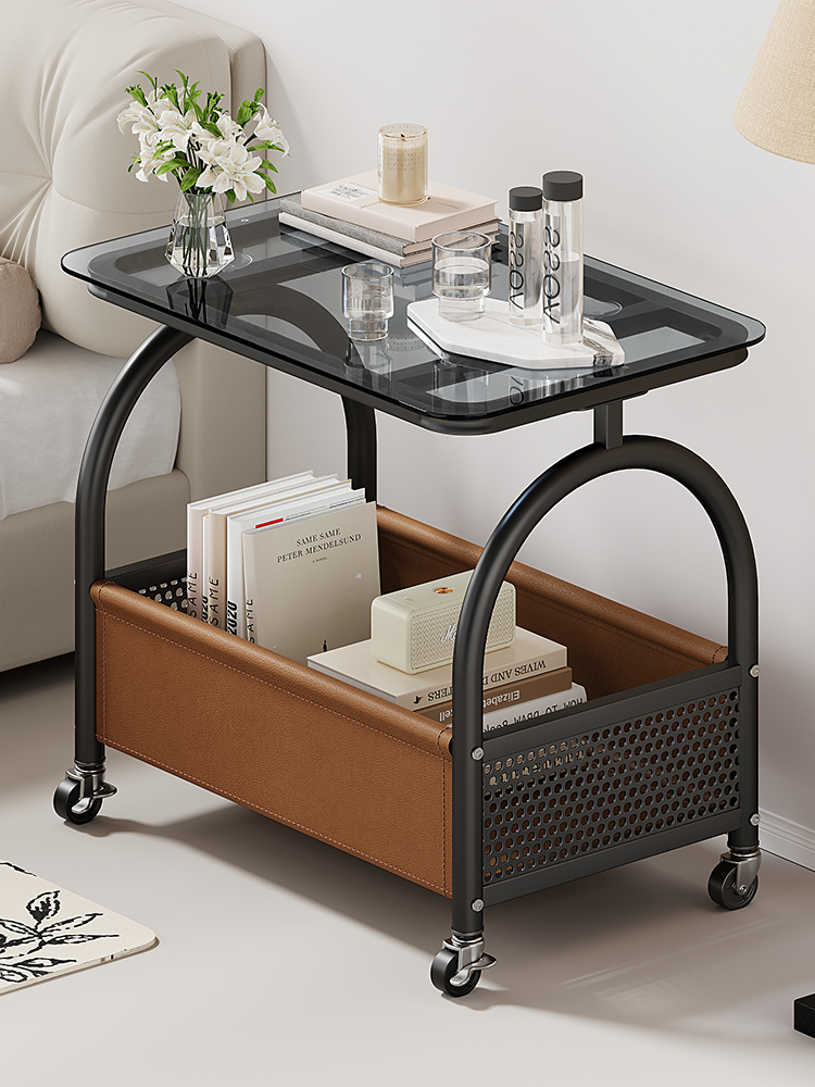 沙发边几可移动家用小户型客厅茶几置物架复古轻奢小推车床边桌子