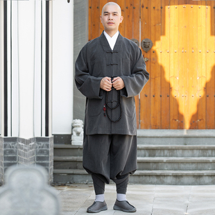 棉麻禅修服 加厚僧人和尚衣僧裤 善圆僧服短褂和尚服装 小褂男春秋款