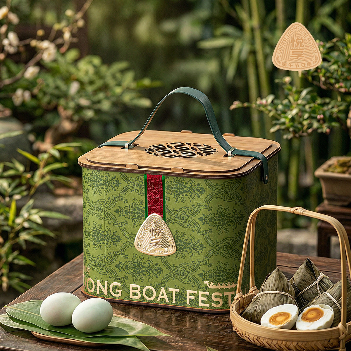 2026新款端午节粽子礼盒包装盒仿竹盒咸鸭蛋糕点粽子包装礼盒空盒