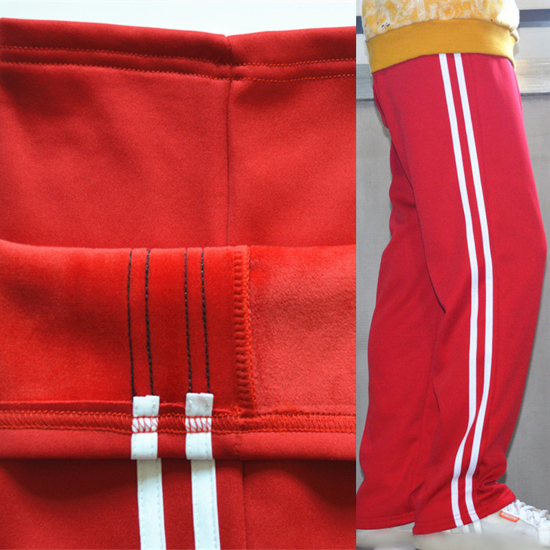 加绒红色校服裤子直筒中小学包邮