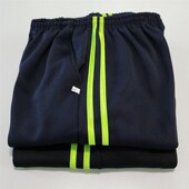 包邮 双绿条校裤 两道杠初高中小学生运动裤 男女校服裤 荧光绿条校服