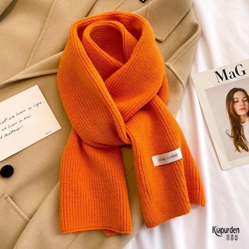 【官方旗舰】橙色围巾女春秋冬季针织脏橘色披肩橘红色羊绒羊毛南