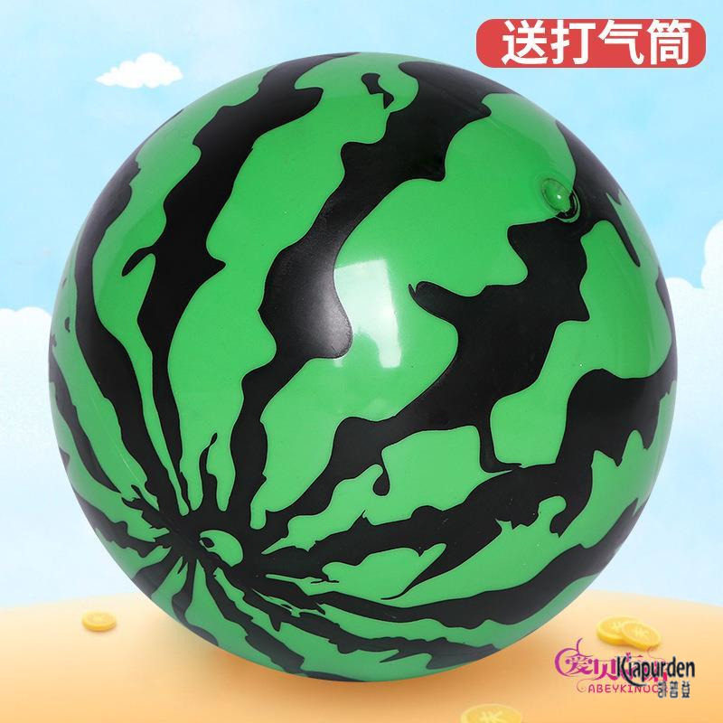 西瓜小皮球儿童幼儿园充气弹力拍拍球类球大号皮球儿童手柄玩具