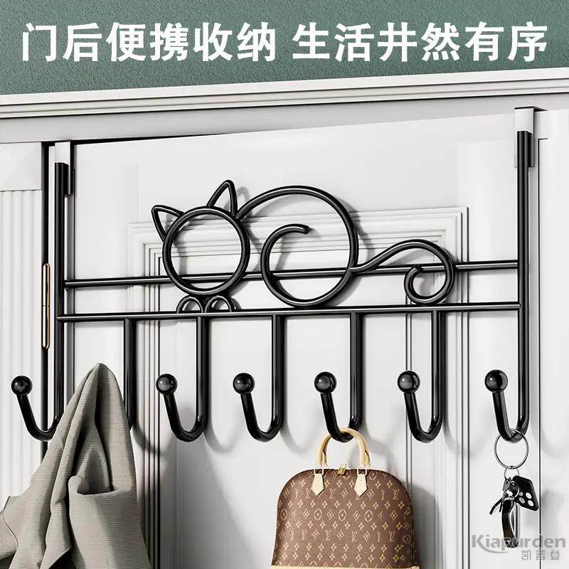 门后挂钩免打孔挂衣架置物衣服收纳架入户门上挂架壁挂衣钩太空铝