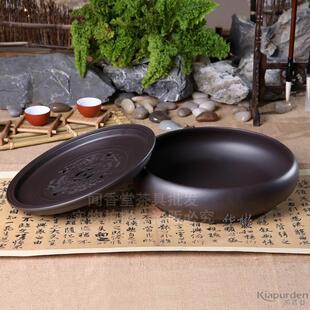 紫砂茶盘圆形家用茶具紫砂干泡茶台壶承茶托盘储水茶船简约小茶海