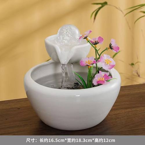 陶瓷流水鱼缸摆件流水生财自动循环喷泉办公室桌面加湿器猫咪