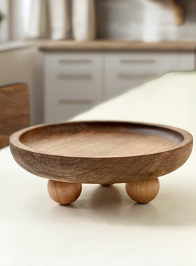 创意木质托盘蛋糕甜点盘子餐厅家用木托盘圆形椭圆香薰摆件托盘