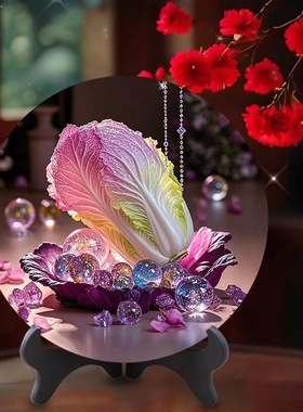 七彩琉璃白菜装饰摆件电视柜酒柜桌摆招财摆件家用旺宅家居装饰品