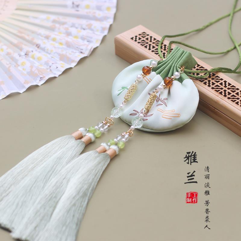 雅兰古风随身腰佩汉服中秋香囊桂花空荷包袋手工流苏古法香空包女