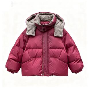 新款儿童中大童羽绒服男童女童韩版加肥加大短款连帽小孩加厚外套