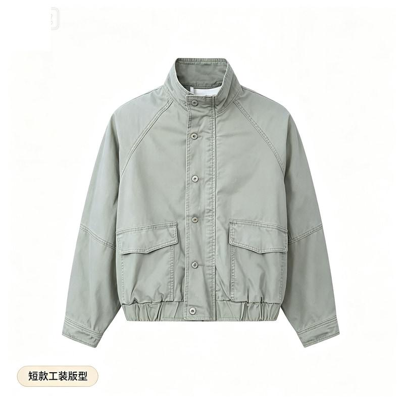 美式复古短款工装外套男款春季高级感痞帅cleanfit哈灵顿牛仔夹克图片