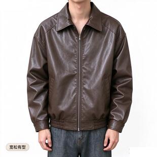 高品质春秋夹克高级潮流青少年皮衣男款简约个性重磅ins外套帅气