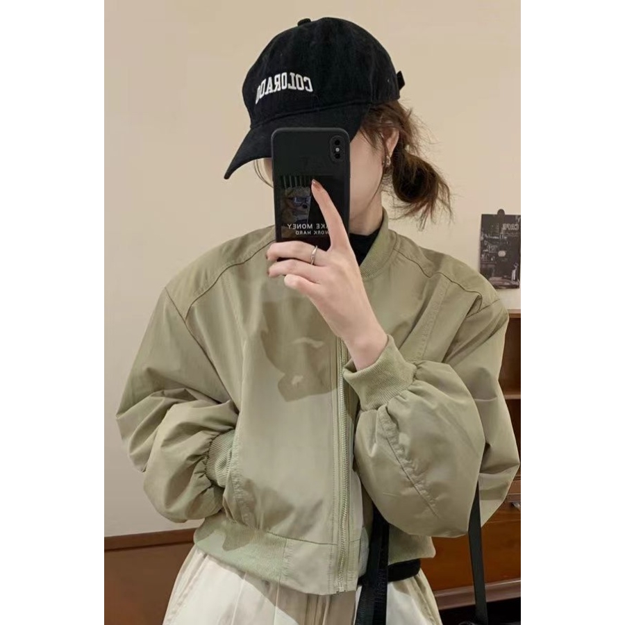 秋季简约时尚棒球服短款休闲百搭小个子外套立领韩版夹克显高洋气