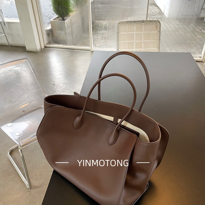 韩国买手店真皮简约购物袋中古hobo大容量手提单肩托特包高级感女