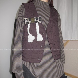 保暖背心 11.8New简约质感压线内搭羽绒马甲复古短款 one purple