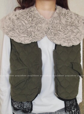 One purple| 原创设计日系重工手工压褶披肩复古高级感时髦假领子