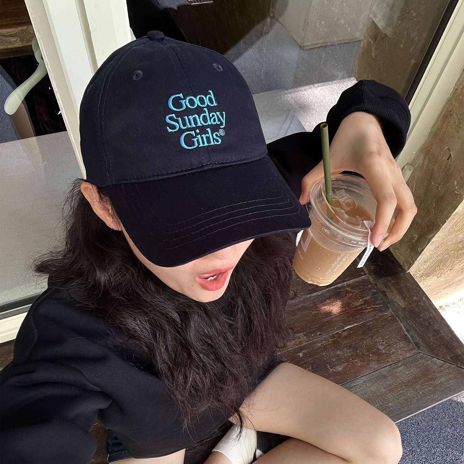 Talktokey美式英文藏青色棒球帽