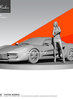 1/35 YUFAN原创 跑车宝贝-3  树脂手办 女兵人白模 YFWW-2108