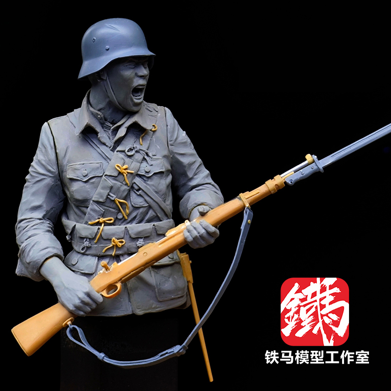 铁马模型原创 1/10中国战士半身像 树脂兵人(双头) JD-1003