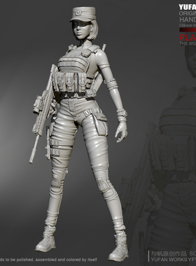 1/35 YuFan原创 中国女特种兵班长 树脂兵人白模 YFWW35-2040