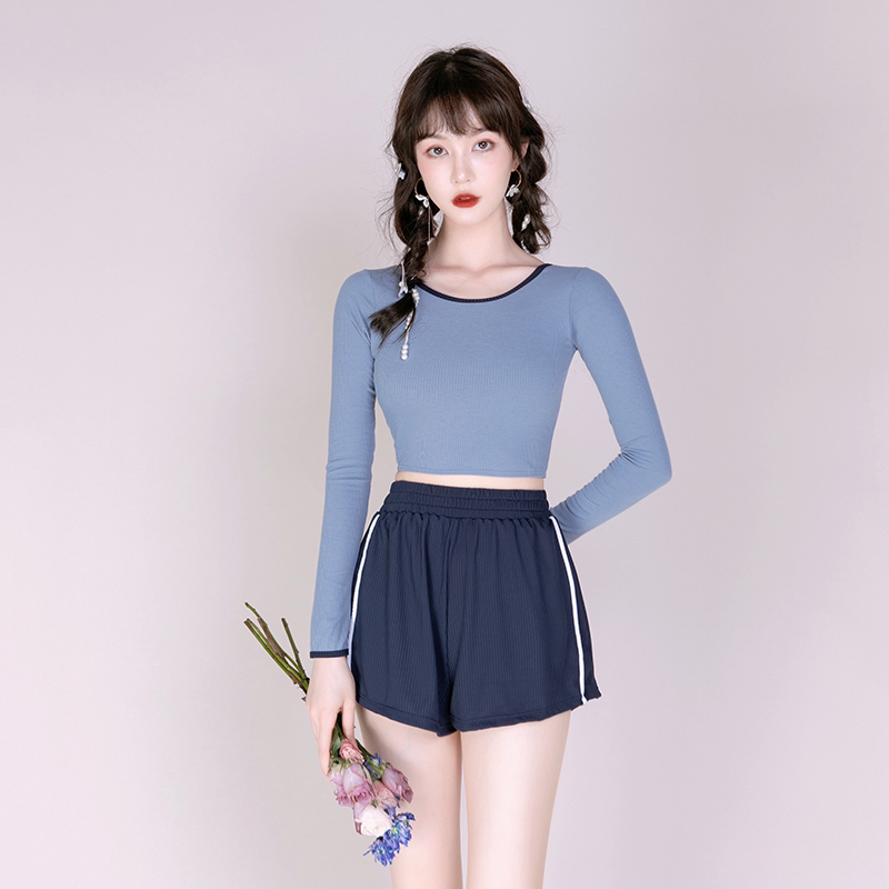 泳衣夏游泳馆女孩网红风纯欲长袖