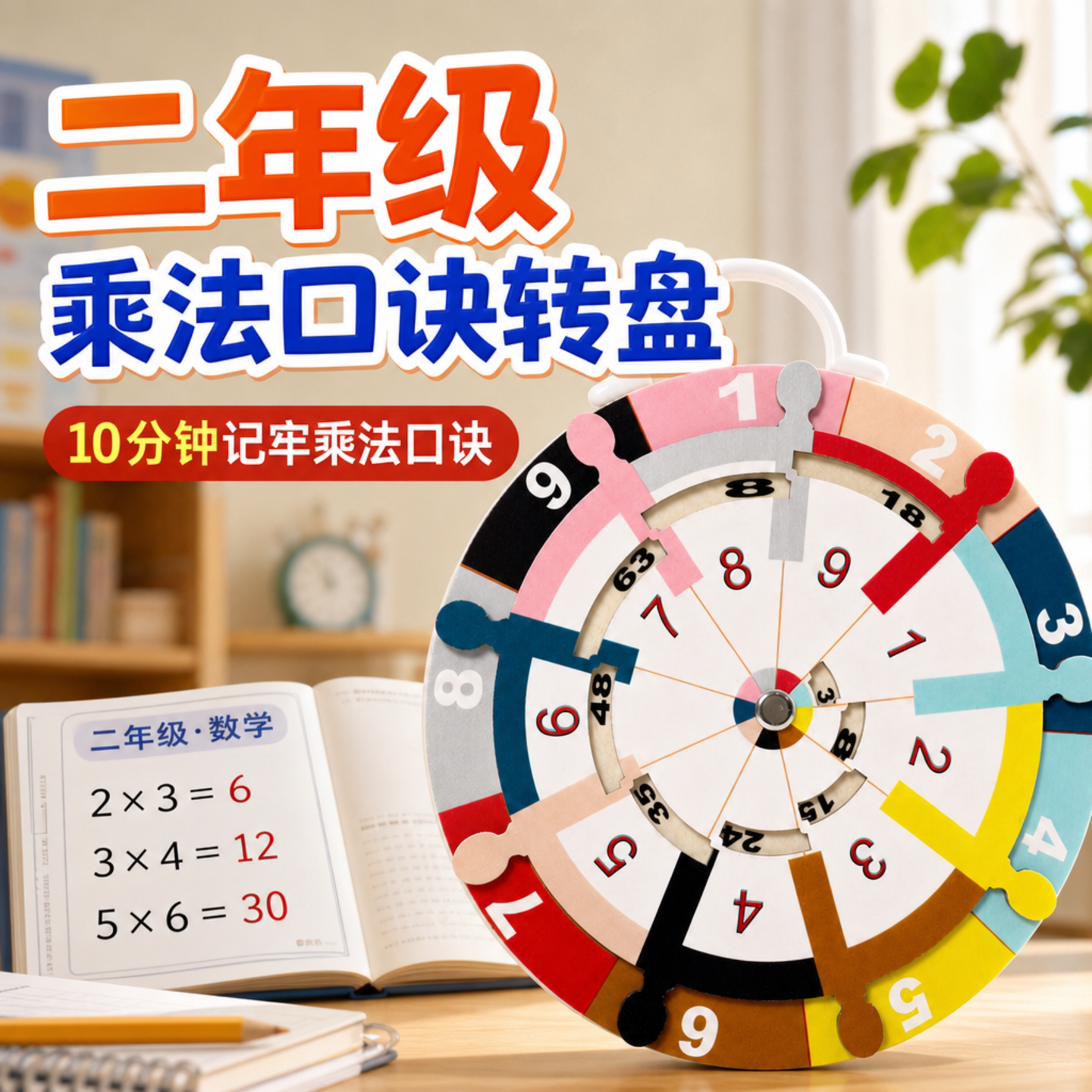 九九乘法口诀表二年级小学生数学加减法教具分解转盘背诵神器自制