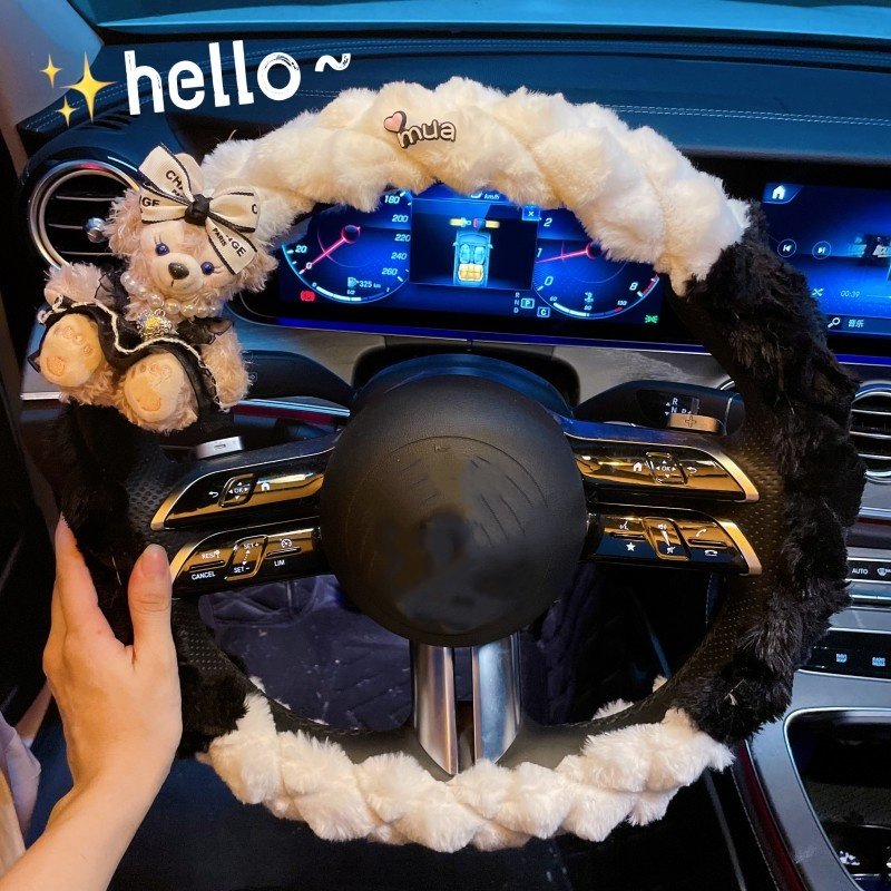 汽车方向盘套毛绒冬季保暖长安糯玉米缤果迷你马卡龙星瑞银河小号