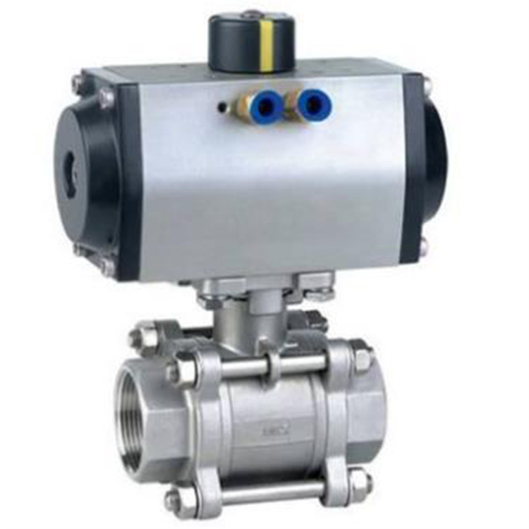 Q611F-16P DN100气动丝扣球阀执行器304不锈钢螺纹高温三片式球阀