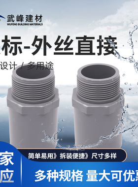 PVC外丝接头英制外丝直接单头外螺纹转换头 灰色英标快装止阀接头