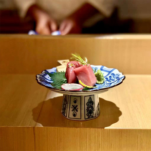 日本怀石会席板前料理陶瓷餐具高脚小吃前菜海胆盘甜品水果碟创意