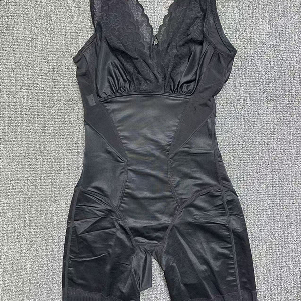 薄款连体开档塑身衣女收腹提臀束身美体衣黑色无痕超薄