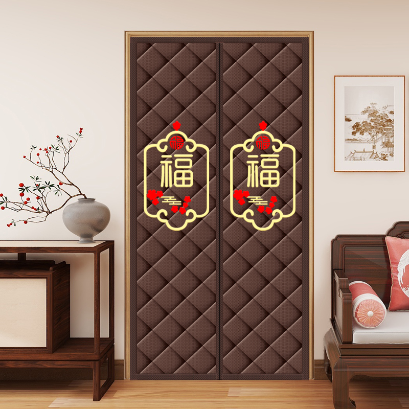 强磁闭合加大坠重防风保暖棉门帘