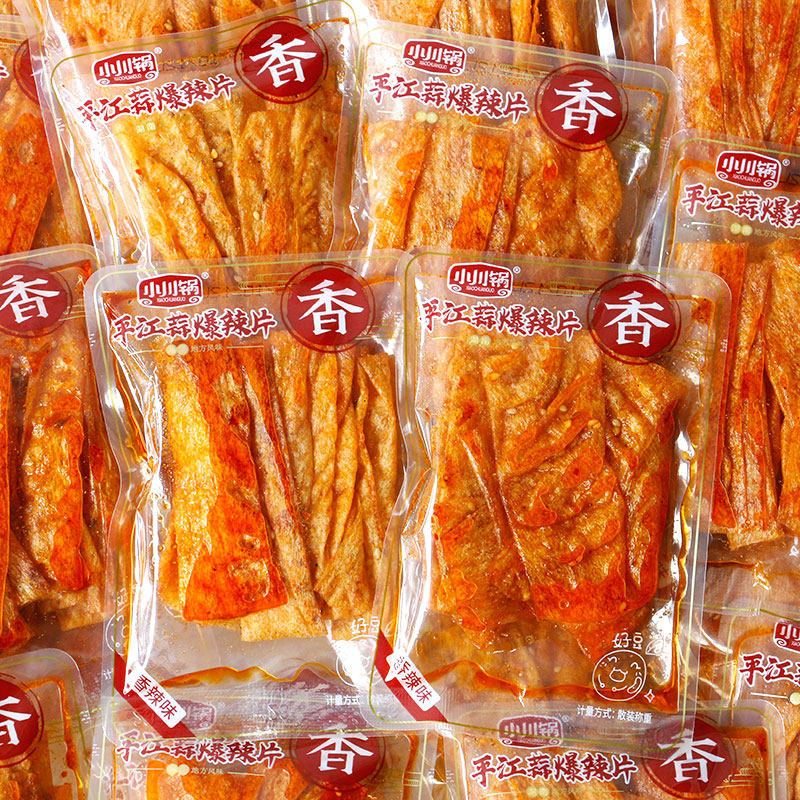 小川锅平江蒜爆辣片散装500g独立小包香辣味豆皮零食品湖南特产
