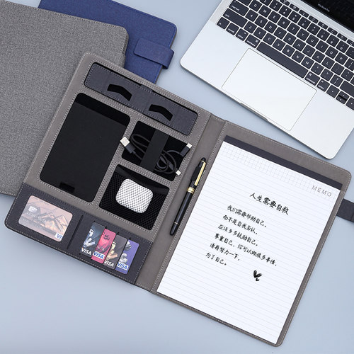 a4商务文件夹夹板带手机支架公文夹皮质收纳夹公司办公合同夹包定